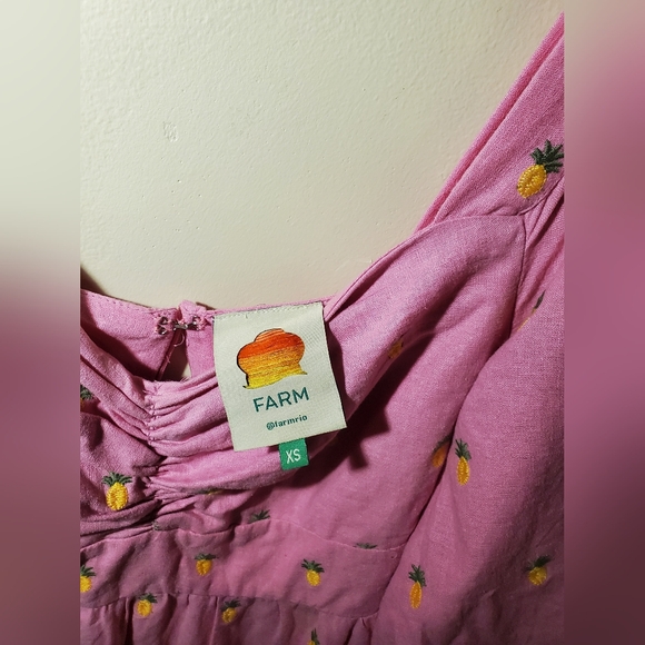 FARM RIO Embroidered Pineapples Midi Dress In Pink Size Xs - Picture 8 of 15